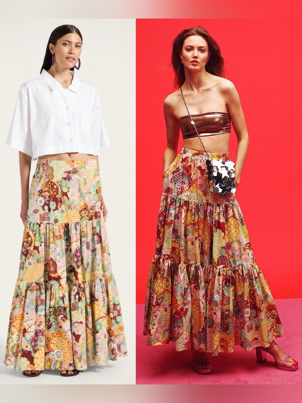 La DoubleJ Big Skirt Holi Print Maxi Skirt Medium Made in Italy